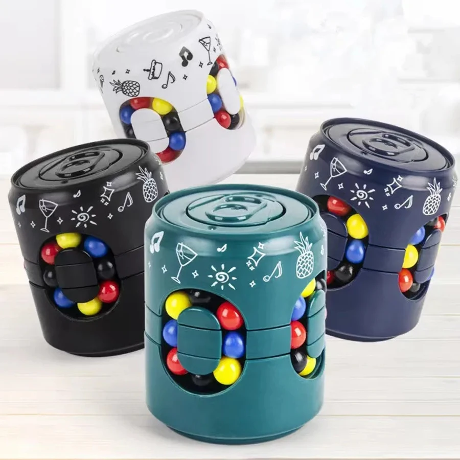Decompression Toys Rotating Magic Bean Cube Cans Fidgeting Toy Educational Toy Rotating Can Children's Puzzle Stress Relief
