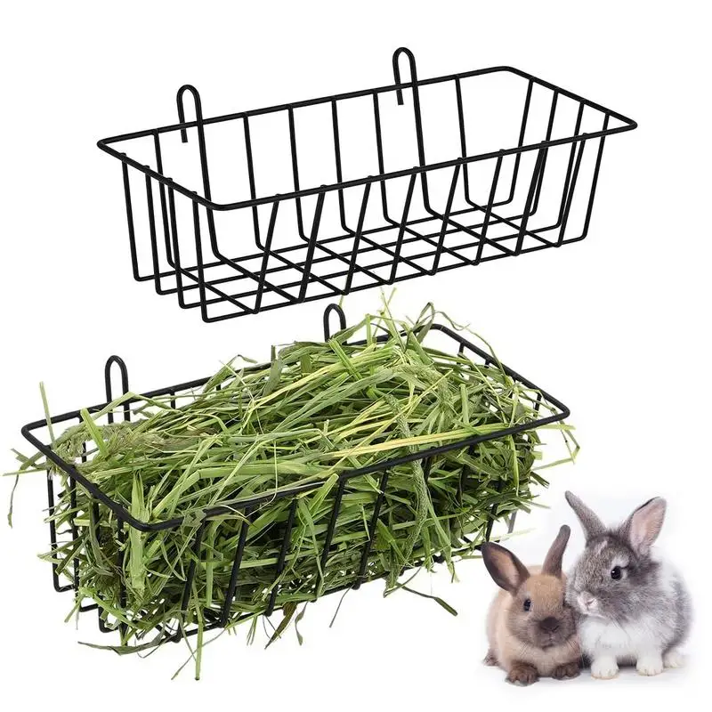 

Rabbit Hay Rack 2Pcs Cage Hay Holder Metal Rabbit Feeder Bunny Hay Feeder Grass Holder Small Animal Basket With Hooks For Ferret