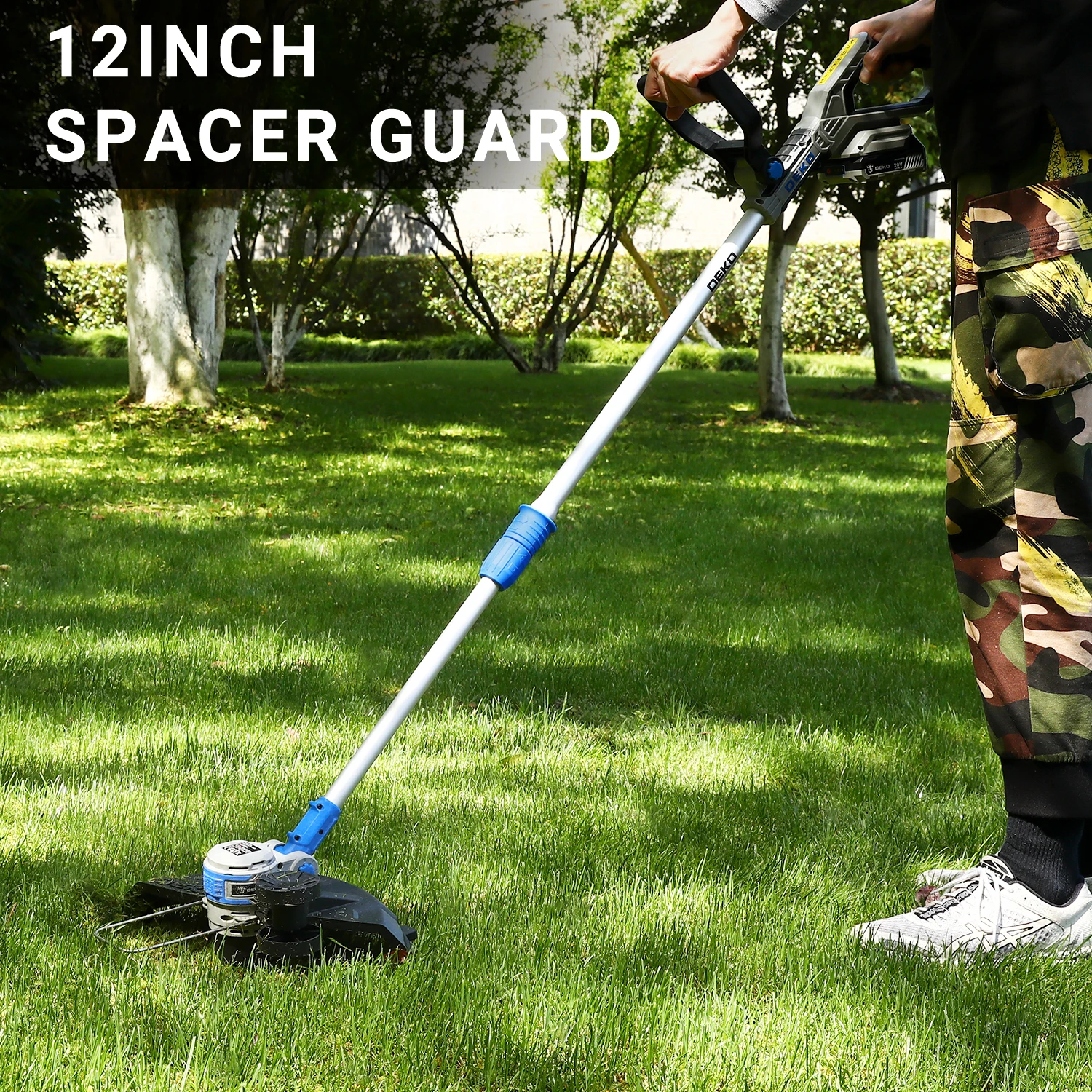 2 in 1 Battery Powered Brushcutter 20V 30 cm With 2 Batteries For Lawns Gardens Meadows DEKOPRO