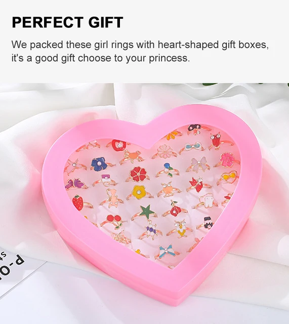 Set 16 Anelli Regolabili Per Bambine - Gioielli Colorati A Forma Di Unicorno, Stella, Cuore E Altri - Foto 12