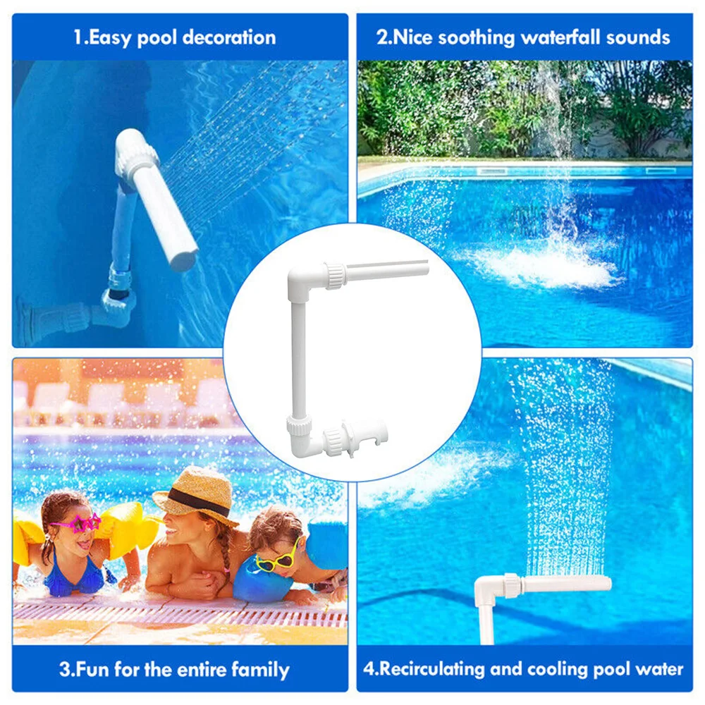 Water Fountain Swimming Pool Waterfall Adjustable Fountain Kit Outdoor Swimming Pool Fish Pond Waterfall Maker Easy To Install Accessories