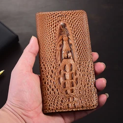 Premium Genuine Leather Flip Wallet Cover for Armor 18T (Dark brown)