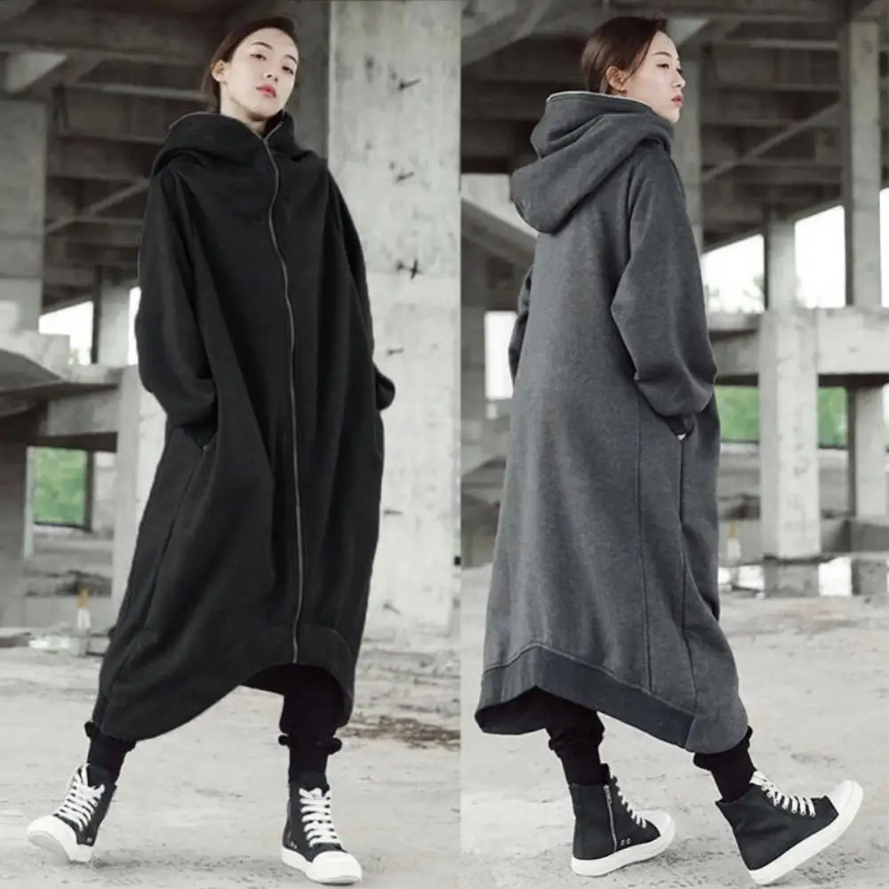 

Coat 2019 Women Oversized Hooded Long Sleeve Zipper Maxi Loose Hoodies Sweatshirt