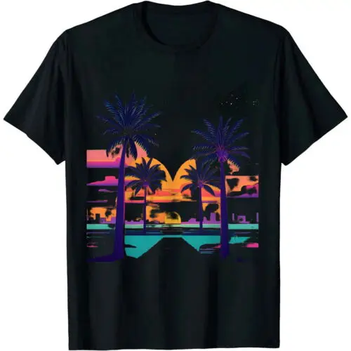 

South Beach Miami Florida Sunset Vacation Distressed Grunge T-Shirt