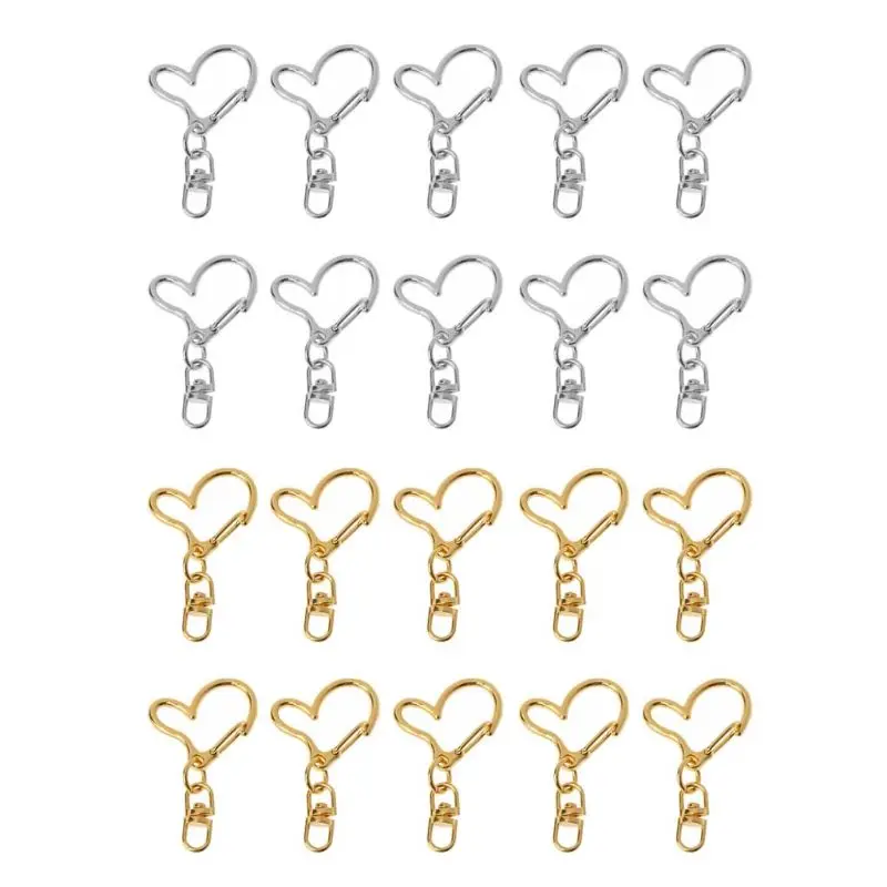 

10x/Set Swivel Lobster Clasp Snap Hook Anti-corrosion Metal Heart Keychain DIY Jewelry Findings for Jeans Skirts Bag