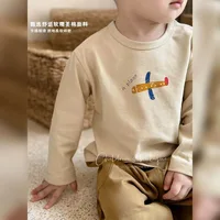 Autumn Base Shirt Fashion Casual New Style Round Neck Tops 1-6Age Kids Printing Tops Toddler Simple Loose Long Sleeve TShirt 3