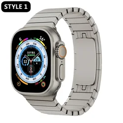 Premium Stainless Steel Link Bracelet Wristband for 49mm (Style 1 titanium)