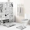 Home Waterproof Print Shower Curtain 4 Piece Carpet Cover Toilet Cover Bath Mat Pad Set Bathroom Curtain Bathroom Decoration 1