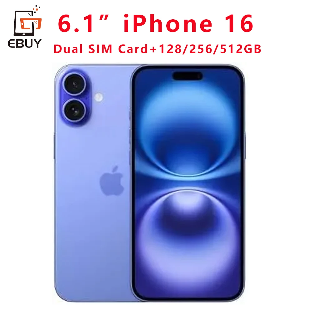 Original iPhone 16 Smartphone 128GB 256GB 512GB 6.1" Super Retina XDR OLED 48MP Triple Cameras iOS 18 5G Mobile Phone