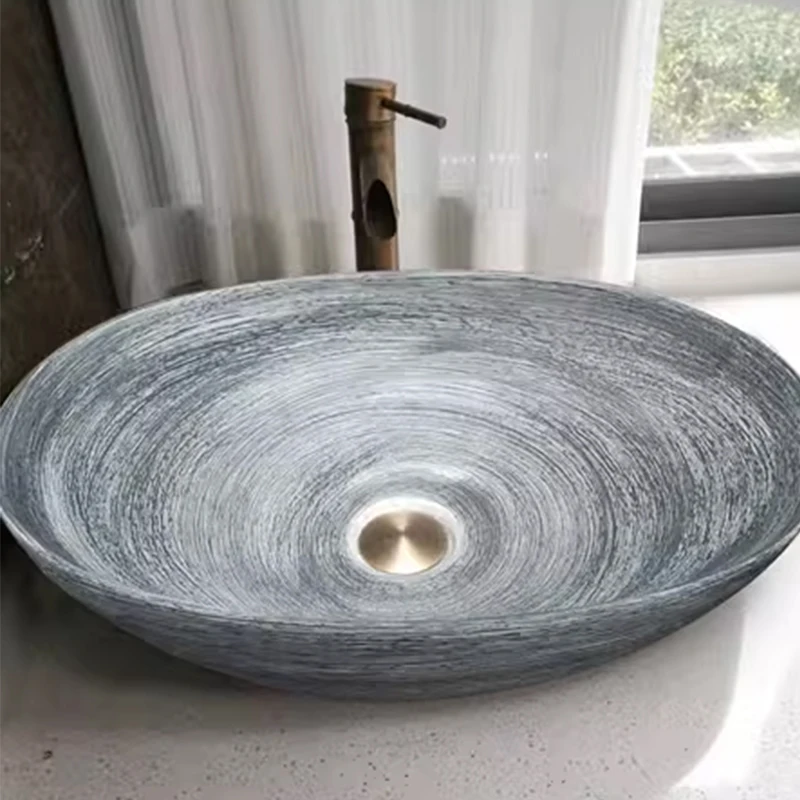 Countertop Ceramic Washbasin Antique Carving Bathroom Basin Sink