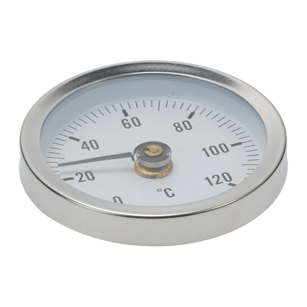 0-120℃ Stainless Steel Clamp-on Tube Thermometer On Tube Heating Spring 63mm Boiler Industrial Pipe Thermometer Oven