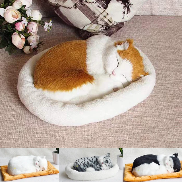 Um, Realista Sleeping Plush Respirando Gato Peludo Gato Com