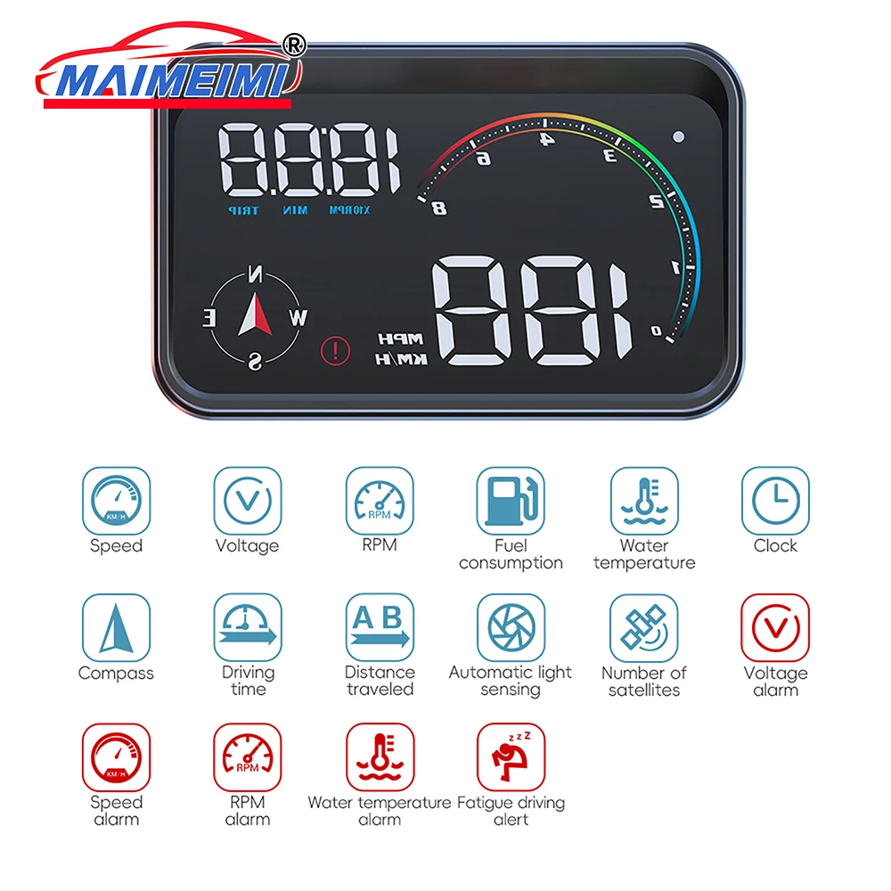 M24 차량용 HUD 헤드업 디스플레이 OBD+GPS 듀얼 시스템 온보드 컴퓨터 (디스플레이 속도계, 수온, 연료 소비량 포함)