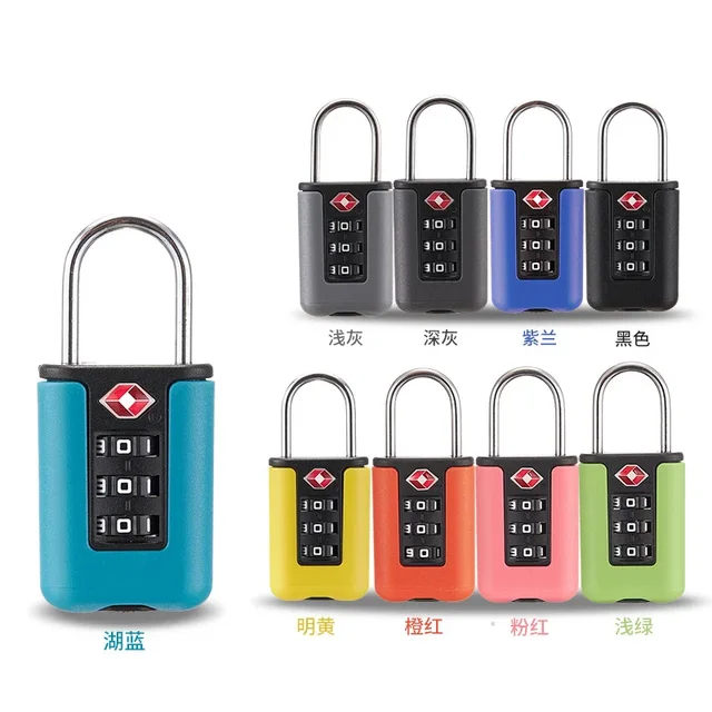 Customs Code Lock for Luggage Travel Password Changeable Black Lock Contrast Design Padlock 3 Digit Combination Lock 5
