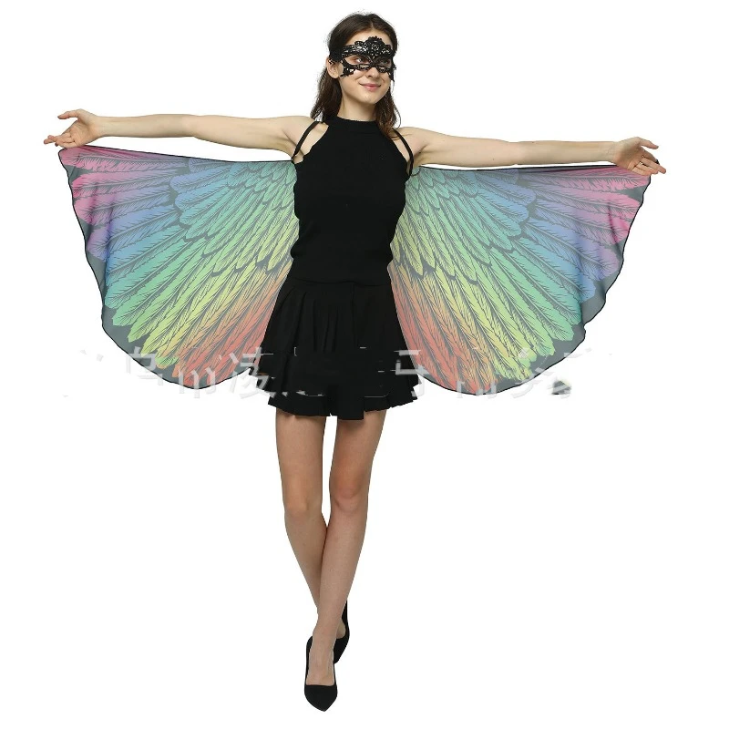 Rainbow Butterfly Wings Cape Shawl Fairy Ladies Dance Costume Adult Monarch Butterfly Cape Halloween Child Butterfly Wings