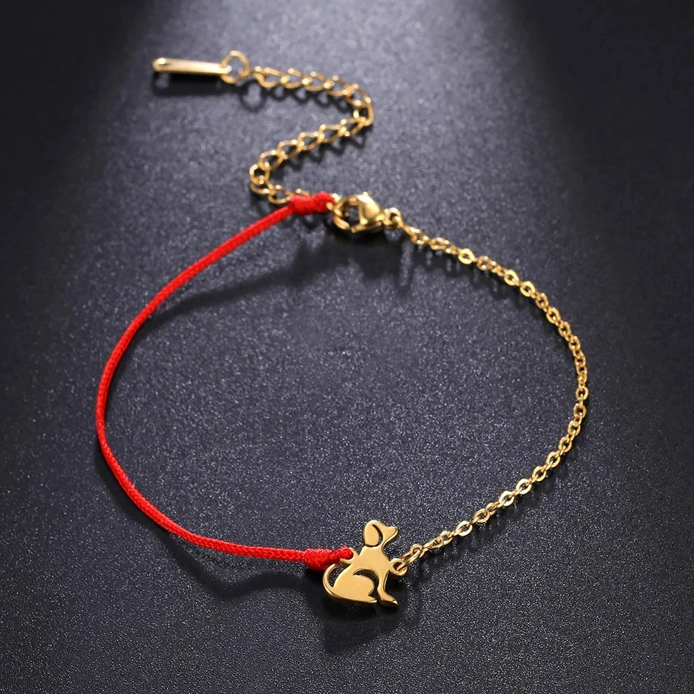 Cute Pet Labrador Dog Charm Bracelet Stainless Steel Wax Rope Bracelets for Women Girl Jewelry - PeticaDeals