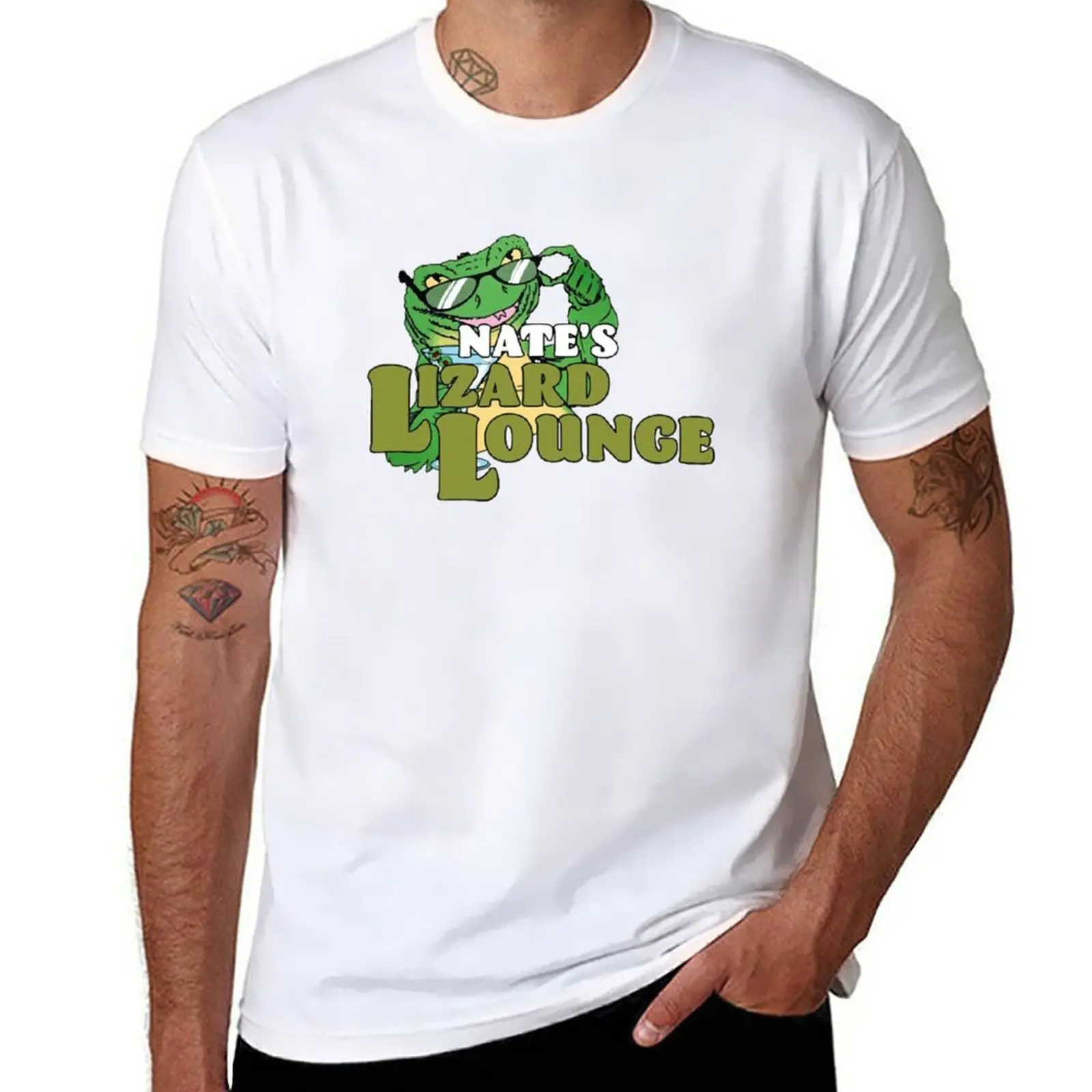 

New Nate’s-Lizard-Lounge T-Shirt korean fashion cute tops man clothes funny t shirts designer t shirt men