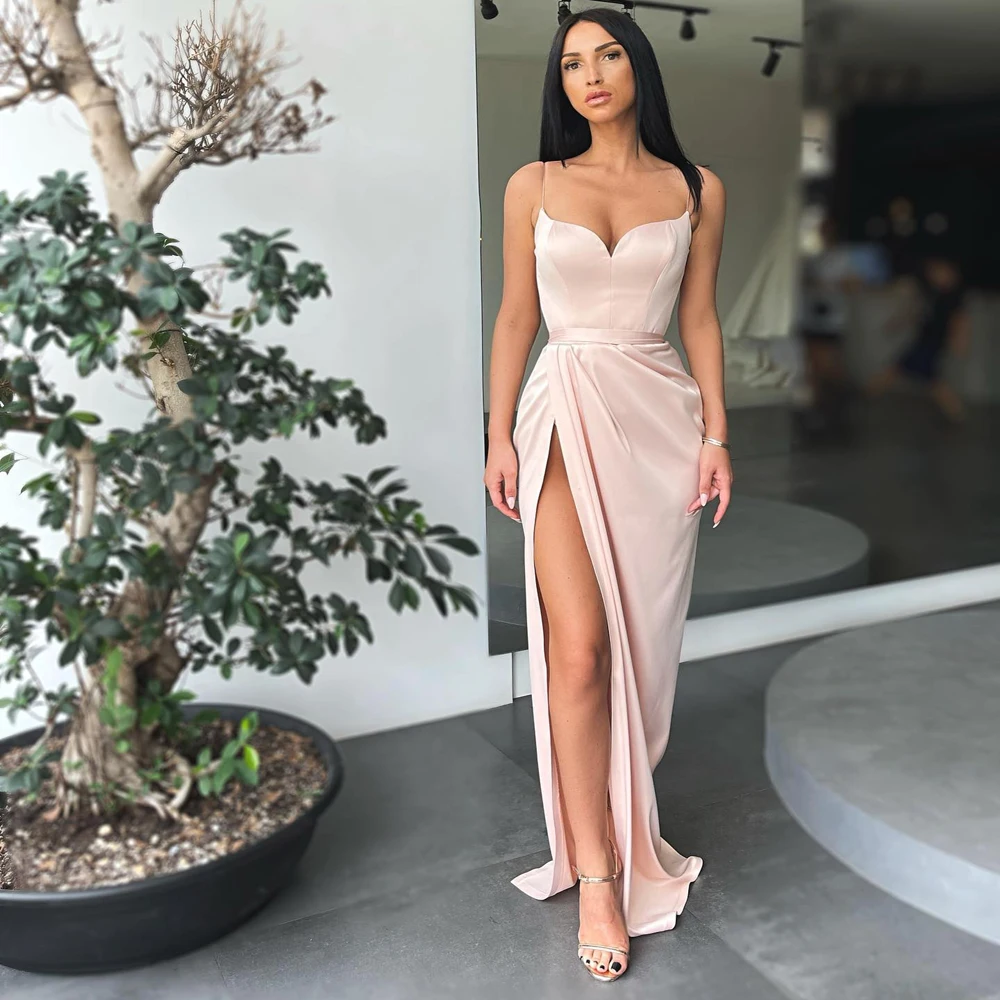 

2024 Fashion High Quality Prom Dress Asymmetric Spaghetti Strap Side Slit Evening Gown Long Pageant Party Dress