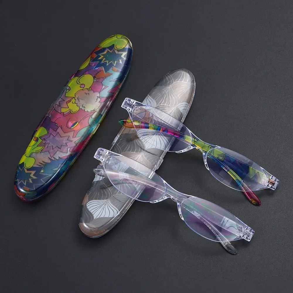 Floral Small Oval Reading Glasses with Case Vintage Anti Blue Light Eyewear Women Men Spring Hinge Computer Readers Eyeglasses 3