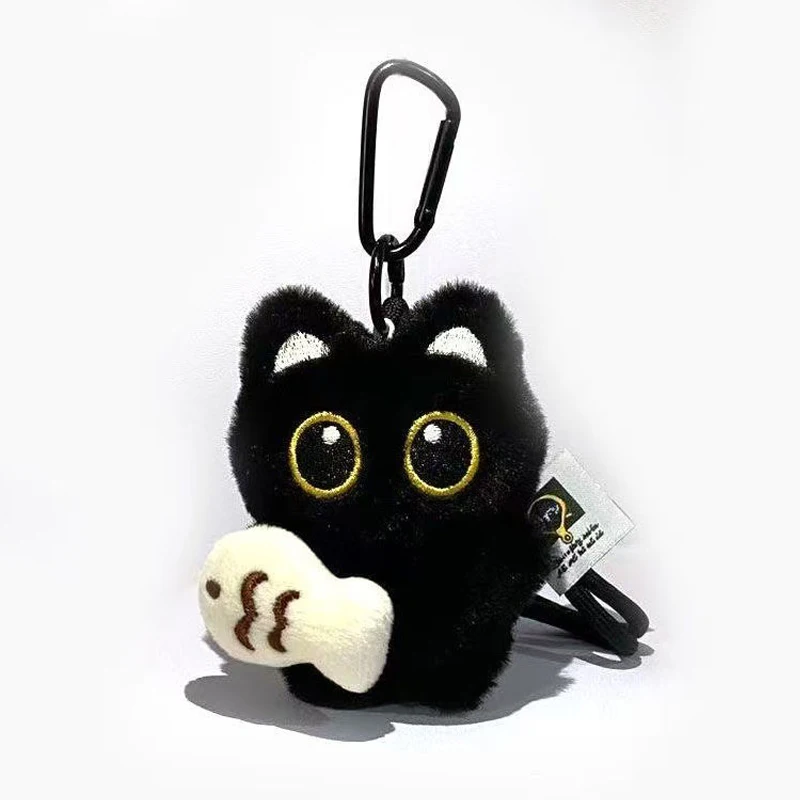 Adorable Black Cat Plush Keychain – Soft Cartoon Kitten Stuffed Pendant