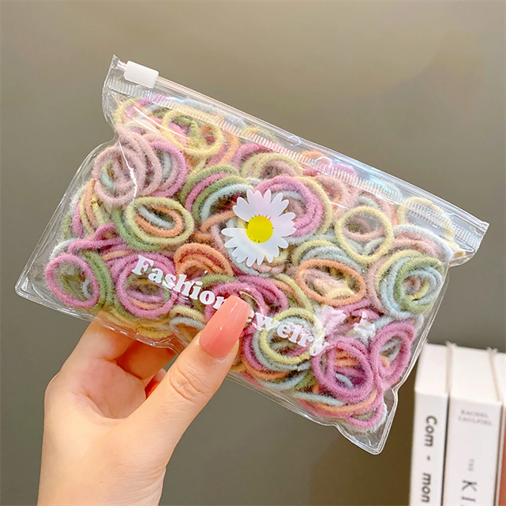 Molans 100pcs/Set Elastic Hair Bands Girls Hair Accessories Colorful Nylon Headband Kids Ponytail Holder Scrunchie Ornaments