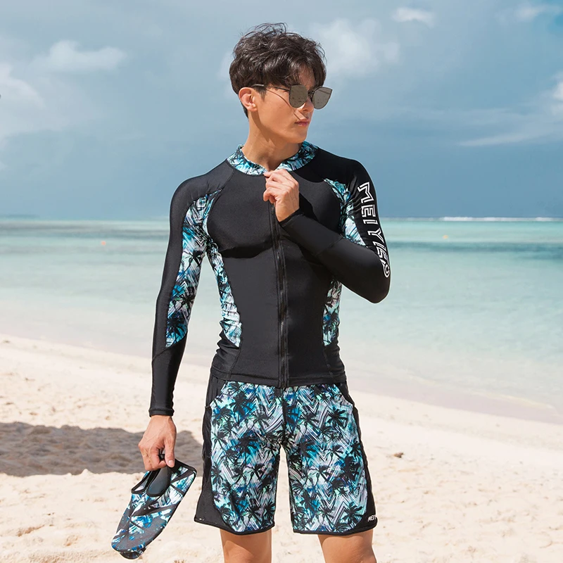 MEIYIER Korean Fashion Couples Swimsuit Bikini+Long Sleeve Shirt+Pants UV Swim Surf Clothes Full Cover Swimwear Man/Woman