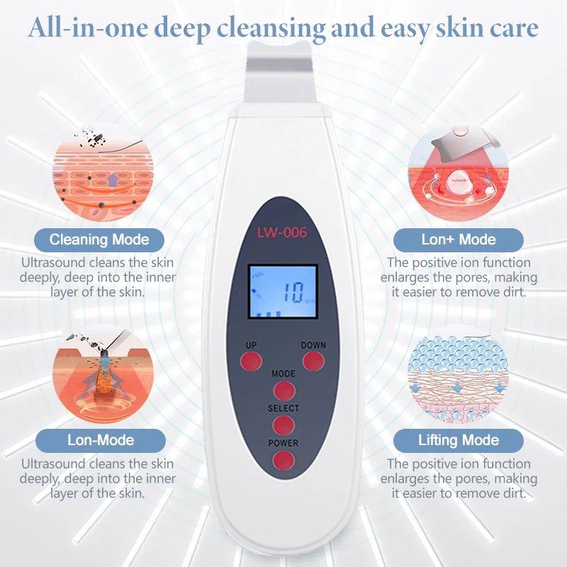 Ultrasonic Skin Deep Cleansing Machine Facial Acne Removal Facial Massage Keratin Blackhead Lifting Beauty Device