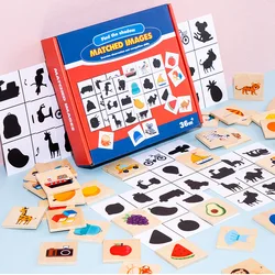 Find The Shadow Matched Images, Wooden Shape Matching Game, Montessori Preschool Educational Learning Toys for Children