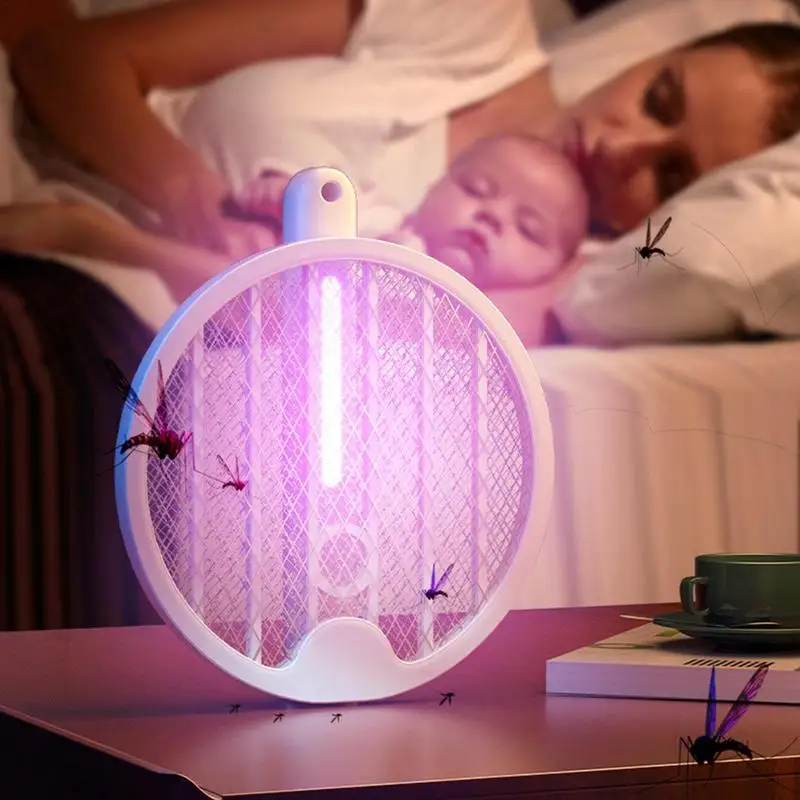 

Electric Flea Zapper Racket USB Rechargeable Electric Fly Swatter Insect Zapper Tool Foldable Fly Mite For Home Camping Outdoor