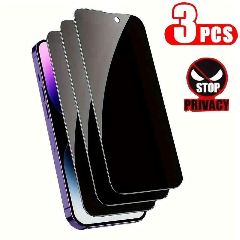 3-Pack Privacy Screen Protector - Tempered 9H Protective Glass