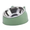 1Pc Cat Bowl Lovely Creative Inclined Kitten Puppy Food Feeding Bowls Stainless Steel Cats Drinking Feeder Pet Dogs Cats Feeders 2