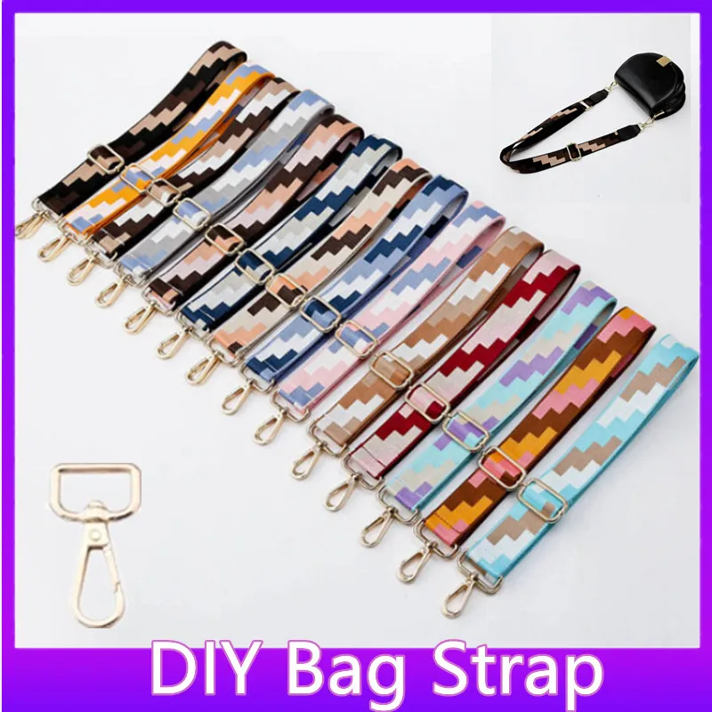 Adjustable Color-block Polyester Bag Shoulder Strap 14 Colors Ethnic Style For Women's Durable Handbag Straps | Багаж и сумки