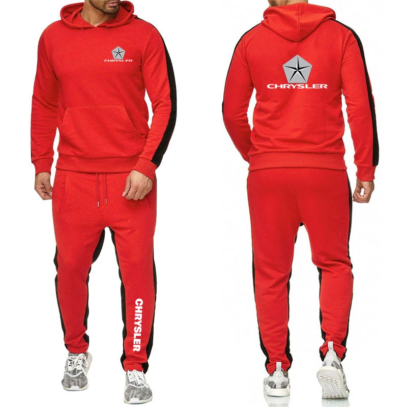 Chrysler 2023 Men Spring and Autumn New style Solid color Casual comfortable Breathable Suit Fashionable outdoors Sports sets