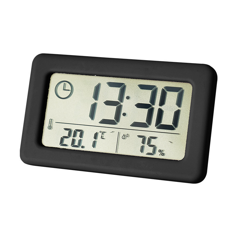 Mini Digital Clock with Temperature & Humidity Display - Portable LED Desk Clock, Slim Small Alarm Clock