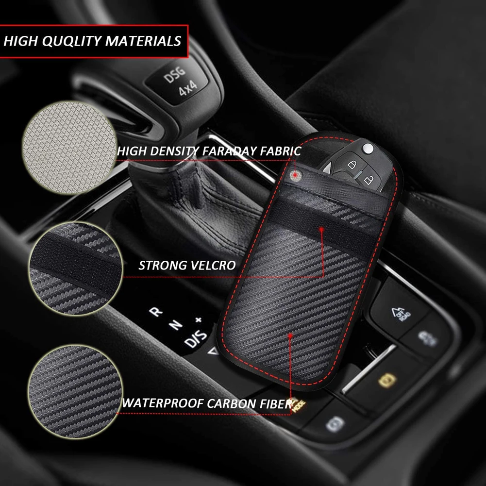 Premium Car Key Signal Blocker Pouch - Leather Anti-Theft RFID Shielding Bag