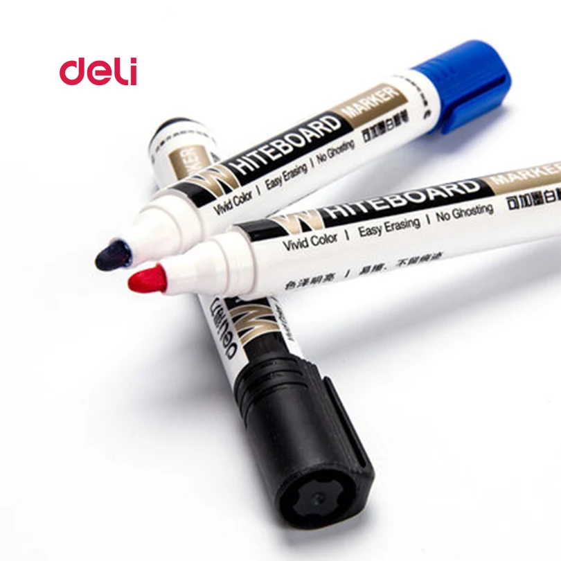 1 Pcs Deli Erasable Whiteboard Marker Pen 1 Ink Bottle Set Office Markers Dry Erase Blue Black Red marker pens