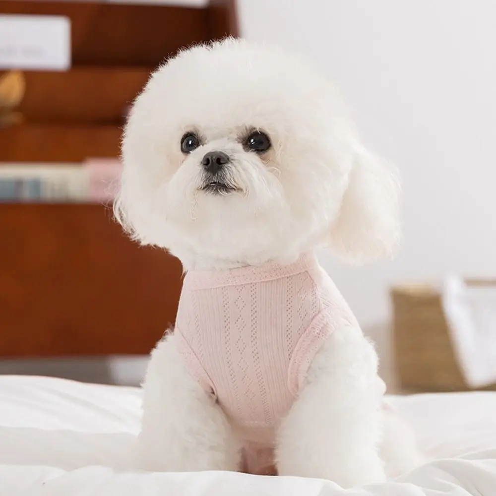 솔리드 컬러 강아지 배꼽 가리개 옷 얇은 소재 편안한 애완동물 에어컨 의류 부드럽고 통기성 좋은 강아지 점프슈트 여름용