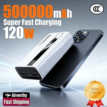 Nuovo Power Bank 2026 da 500.000 mAh, Batteria Esterna Portatile con Ricarica Super Veloce da 120W per iPhone e Samsung