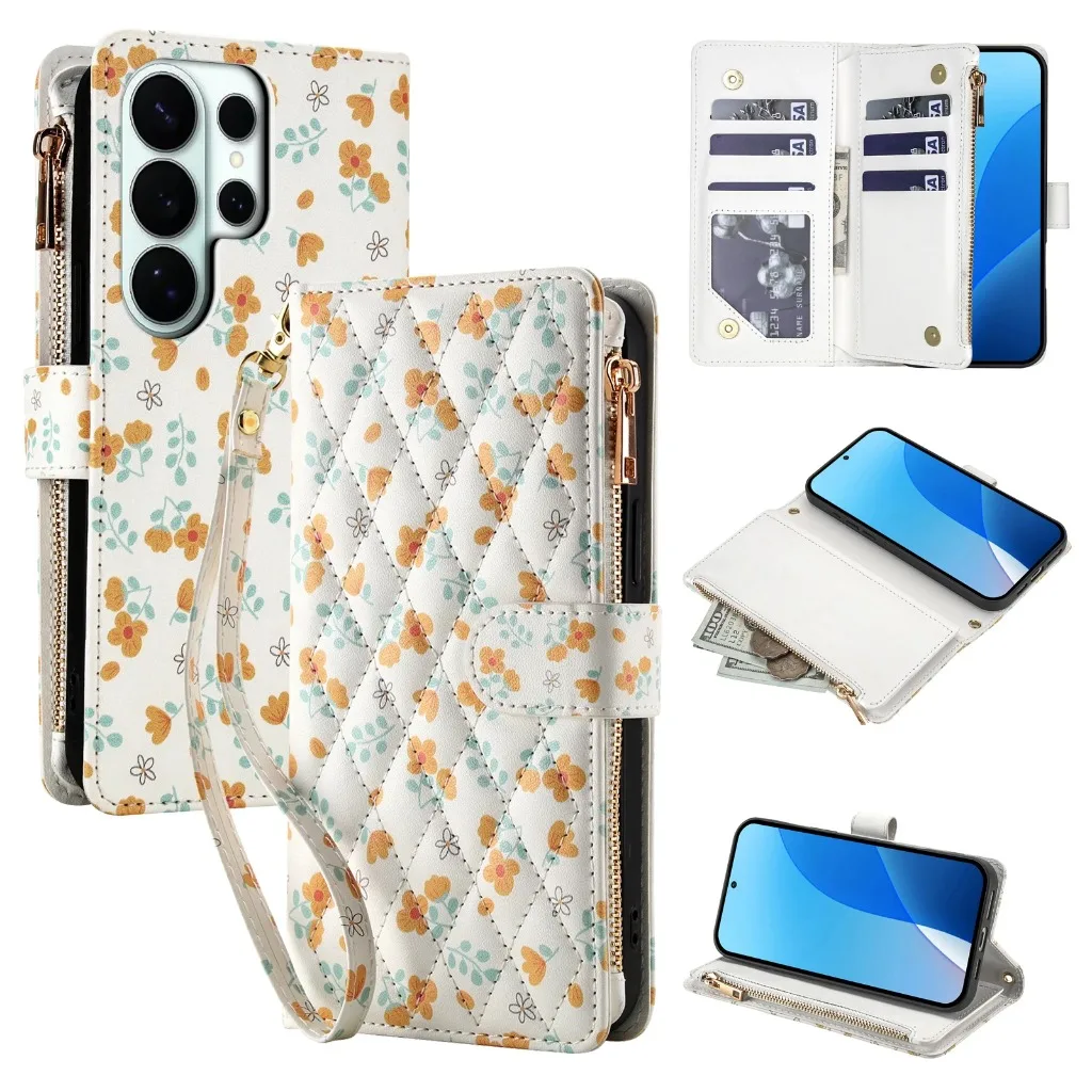 Zipper Card Holder Crossbody Phone Case with Wrist Strap and Lanyard