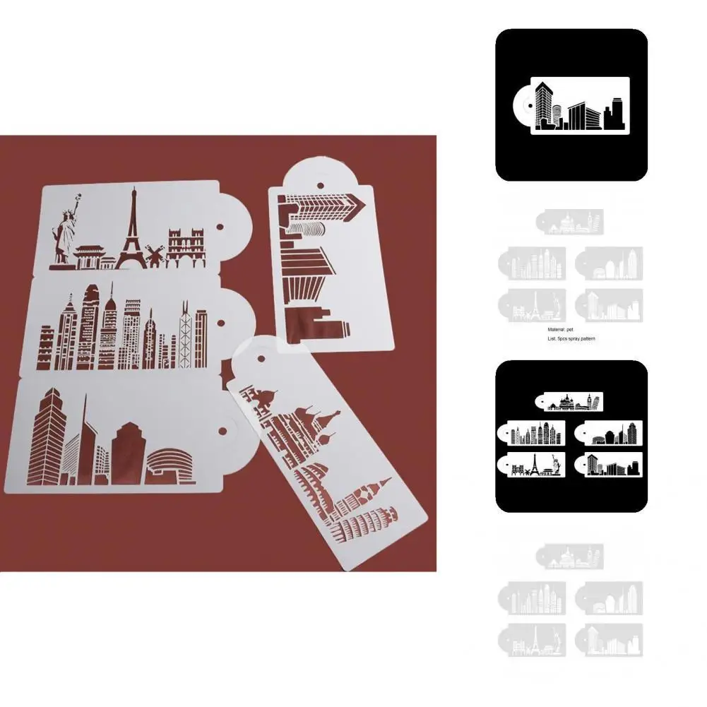 

1 Set Special Cake Spray Template City Building Pattern PET Cake Decorating Stencil Rounded Edge Cake Rim Template