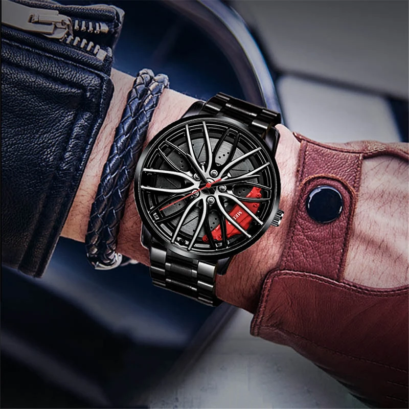 Fashion Mens Luxury Watches Sports Car Watches Sport Rim Hub Wheel Wristwatch Car Quartz Men's Watches Creative Watch 3