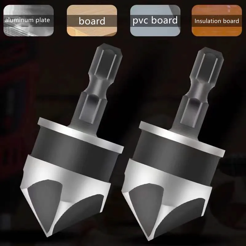 1pcs 82 Degrees Chamfer Drill Bit Set 12/16/19mm 5 Flute Woodworking Drill Bit Cutter Countersink Drill Bit Set Metal Drilling