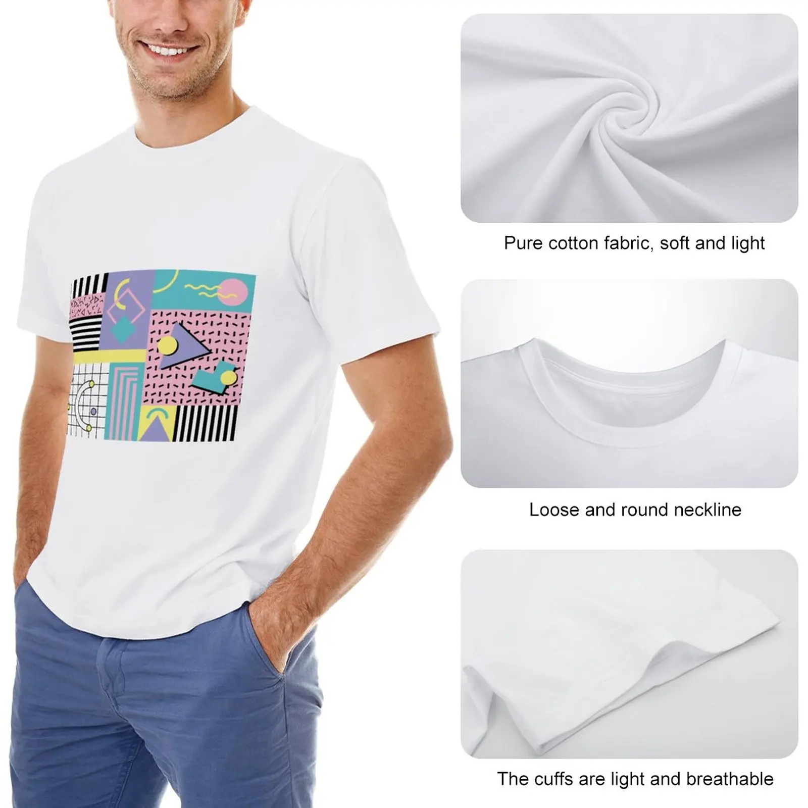 Eighties Memphis Pattern T-Shirt 80s Retro Designs Male Vintage T Shirts  Beach Print Tees Short Sleeve Streetwear Plus Size - AliExpress