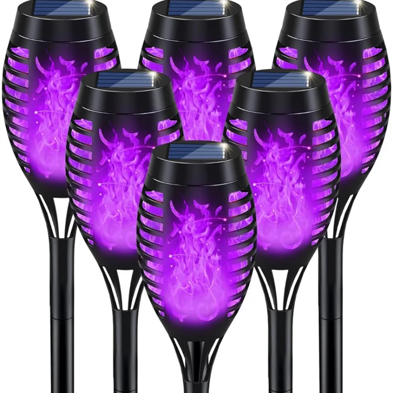 

12LED Halloween Decoration Solar Flame Lamp Outdoor Torch Light Waterproof Purple Flame Lamp Garden Yard Path Solar Light