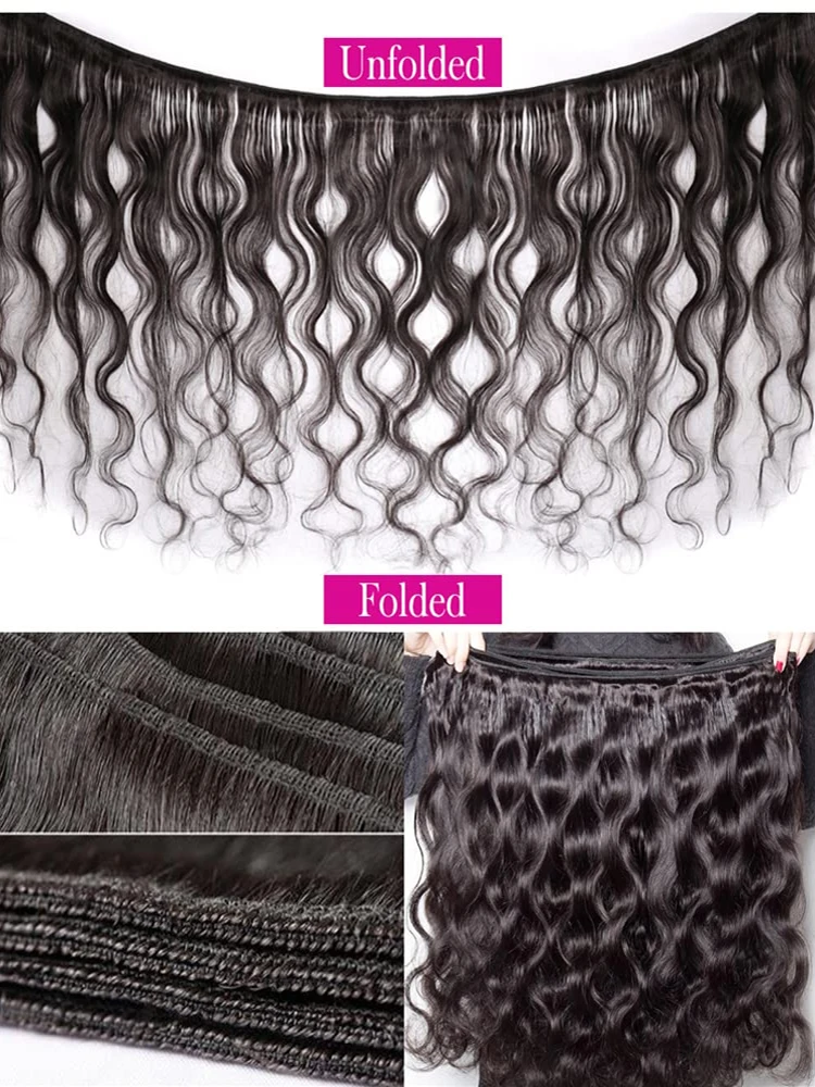 Body Wave Bundles Brazilian Hair Weave Human Hair Extensions Virgin 30 Inch Raw Natural Black 3 Bundles Deal for Women