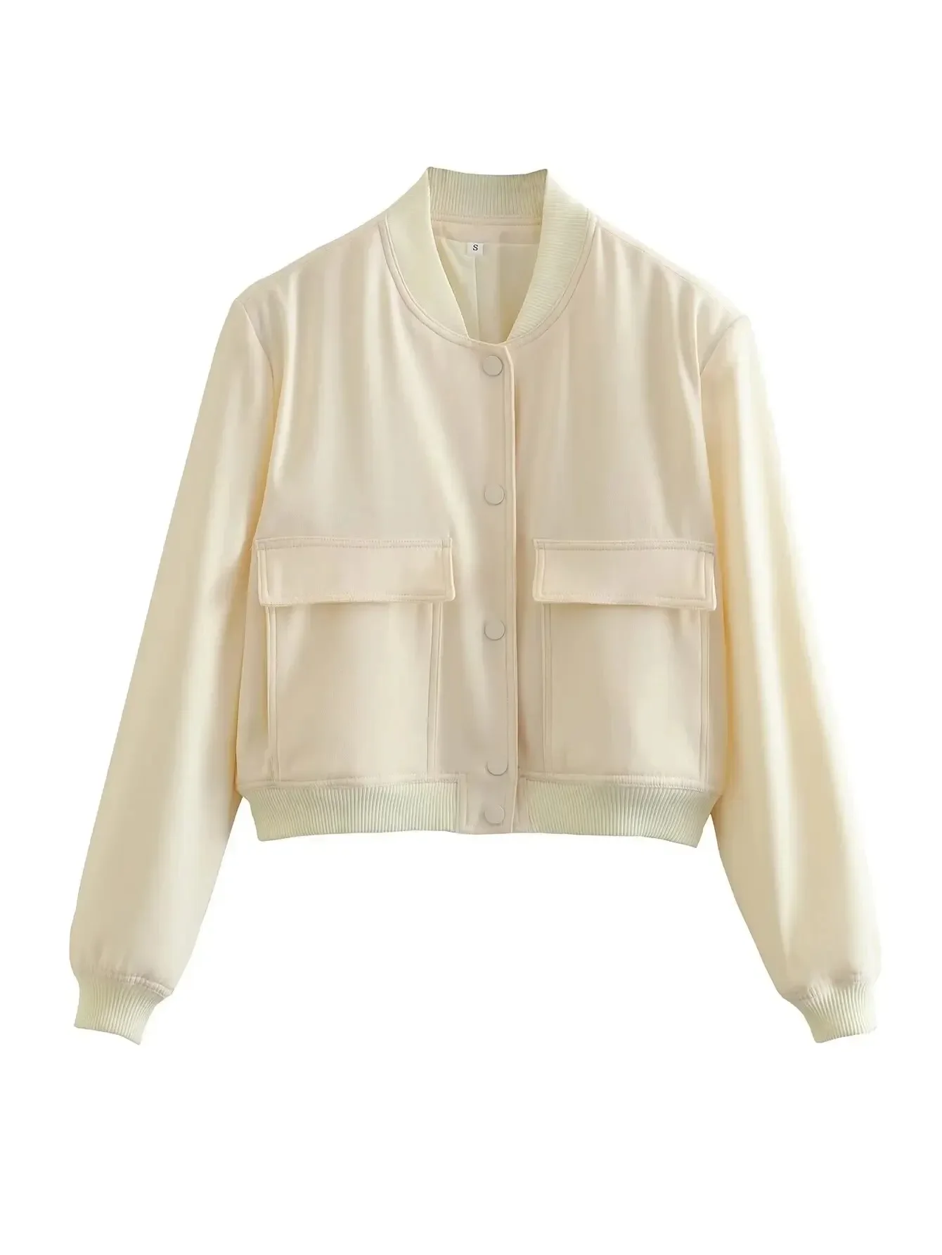 Jacket for Women Vintage Solid Long Sleeve Button Coat with Pocket Autumn Casual Female Bomber Jacket Chic Outerwear