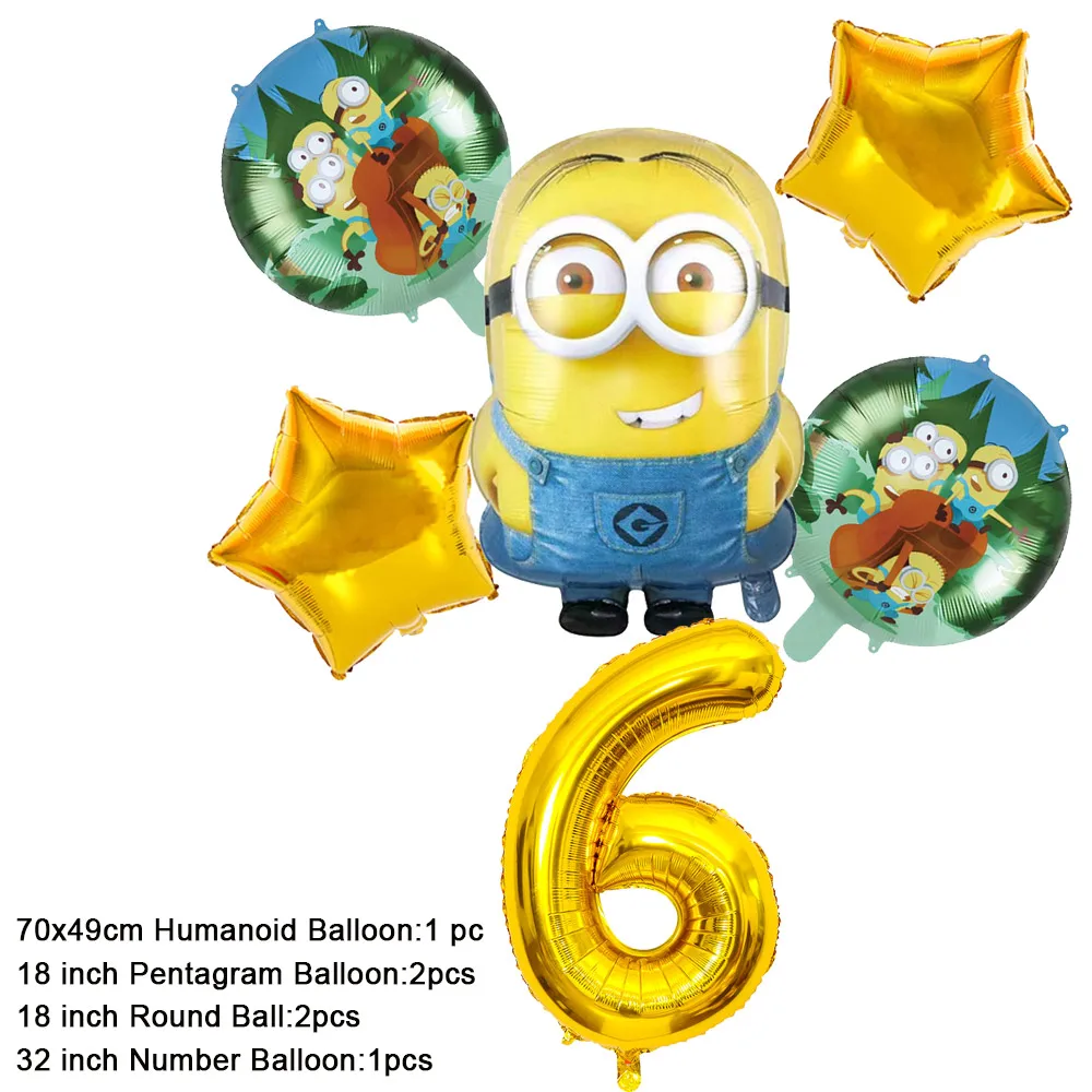 thumbnail image 1 of Suministros de decoración para fiesta de cumpleaños con temática de cápsula pequeña de ojos grandes y lindos de color amarillo, vajilla desechable, globo, fondo para baby shower, 1 of 5