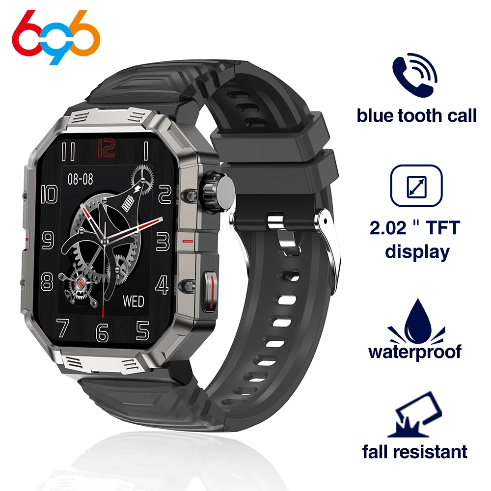 

Three Proofings Outdoors Men 2.02" Blue Tooth Call Smart Watch Sports IP68 Waterproof Heart Rate Bracelet Compass Smartwatch