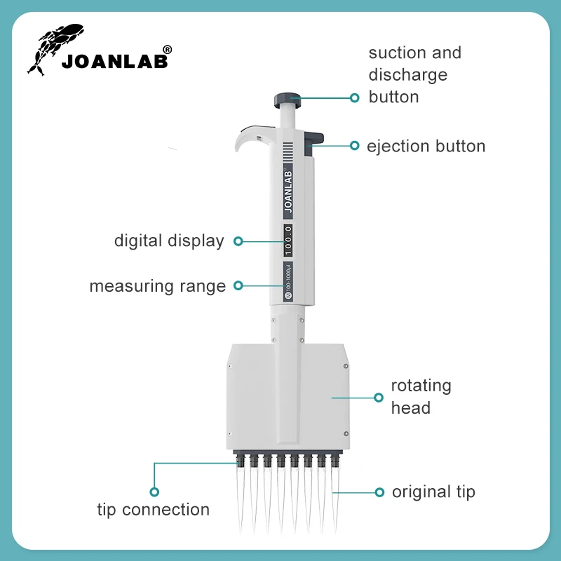 Multichannel Pipette Chemical Lab Equipment Digital Adjustable Micropipette Laboratory 8 Channels 12 Channels JOANLAB