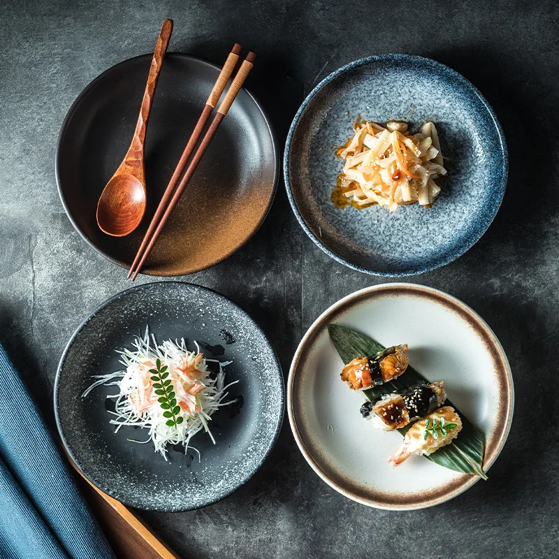 Japanese-Style Ceramic round Deep Plates Dinner Hotel Restaurant Italian Thick Soup Plate Salad Dish Rice Plate Tableware